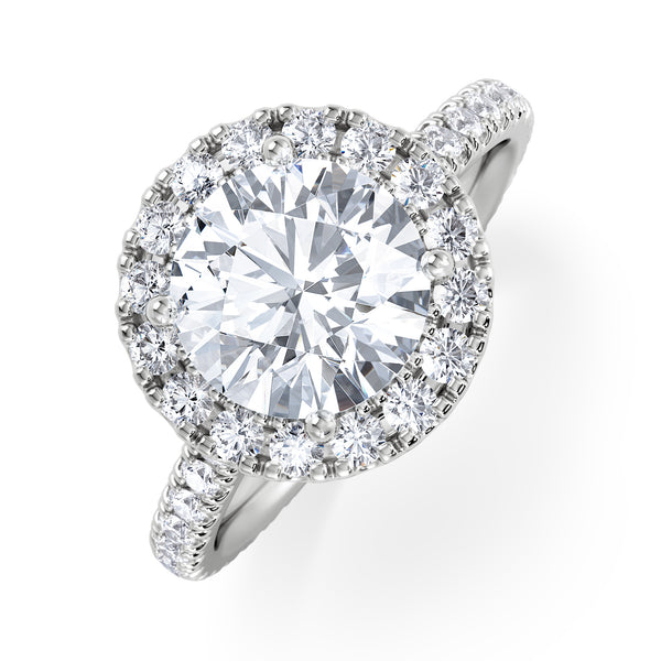 2.80ct Reina Lab Diamond Halo Engagement Ring in Platinum F/VS1
